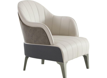 Armchair Living room Modern Design Beige Leather Luxury Lounge Club Furniture